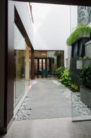 The atrium seen from the entrance foyer.